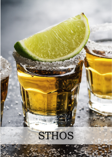 Shot de tequila añejo con limón