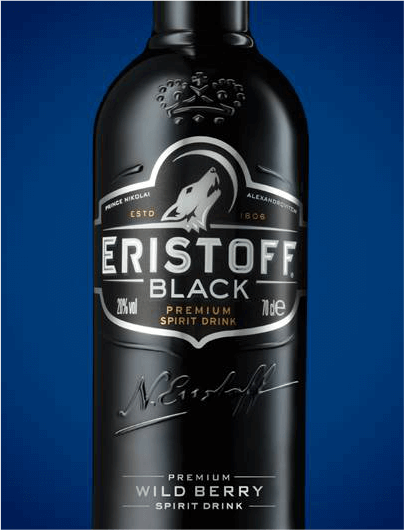 VODKA ERISTOFF BLACK, FONDO AZUL
